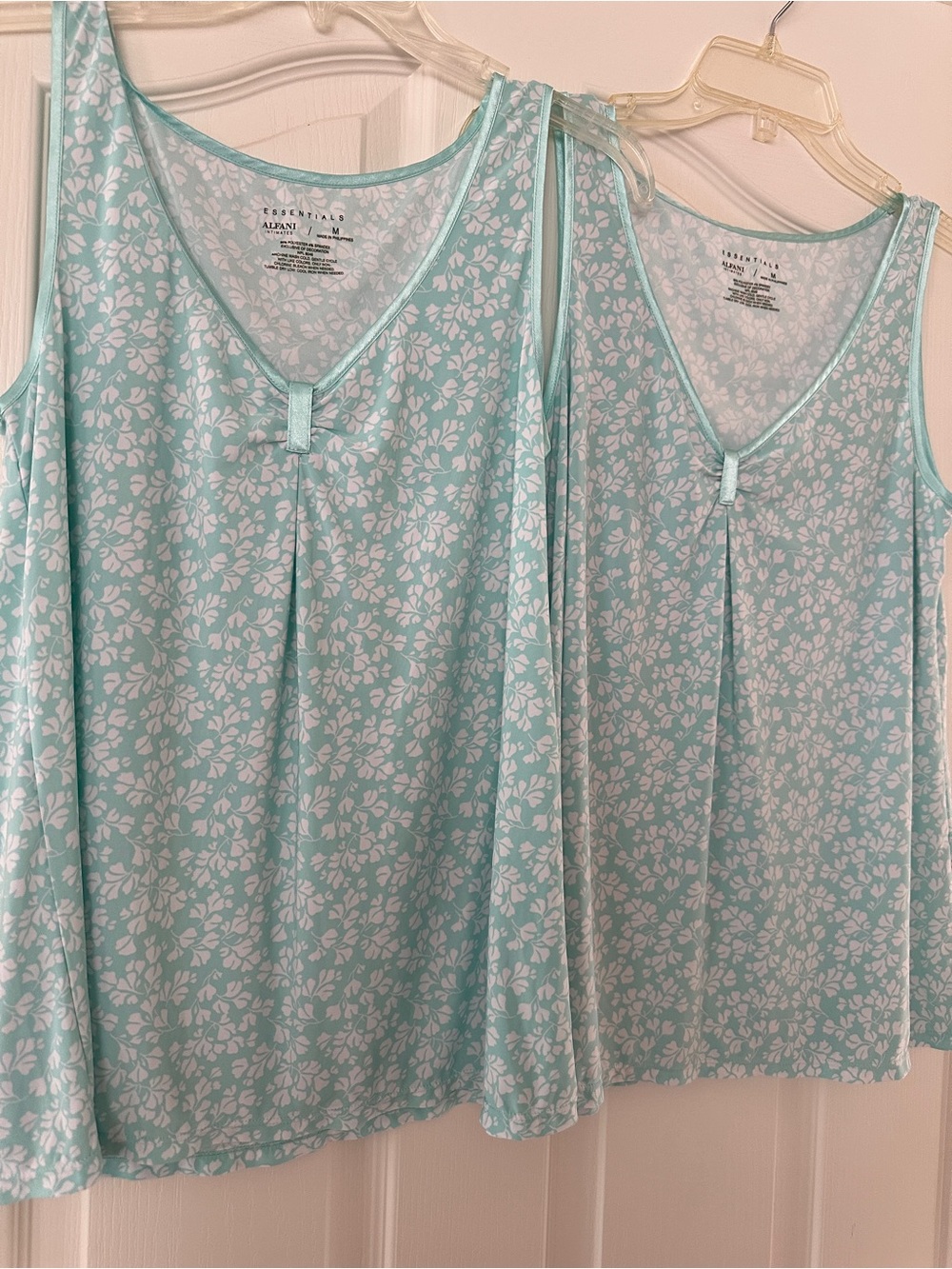 Alfani Mint Blue Floral V-Neck Sleep Tank